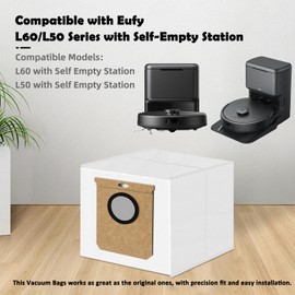 12 Pack L60 L50 Dust Bags Compatible with Eufy L60 SES, L50 SES Robot Vacuum Self-Empty Station, 3 L Large Vacuum Replacement Bags