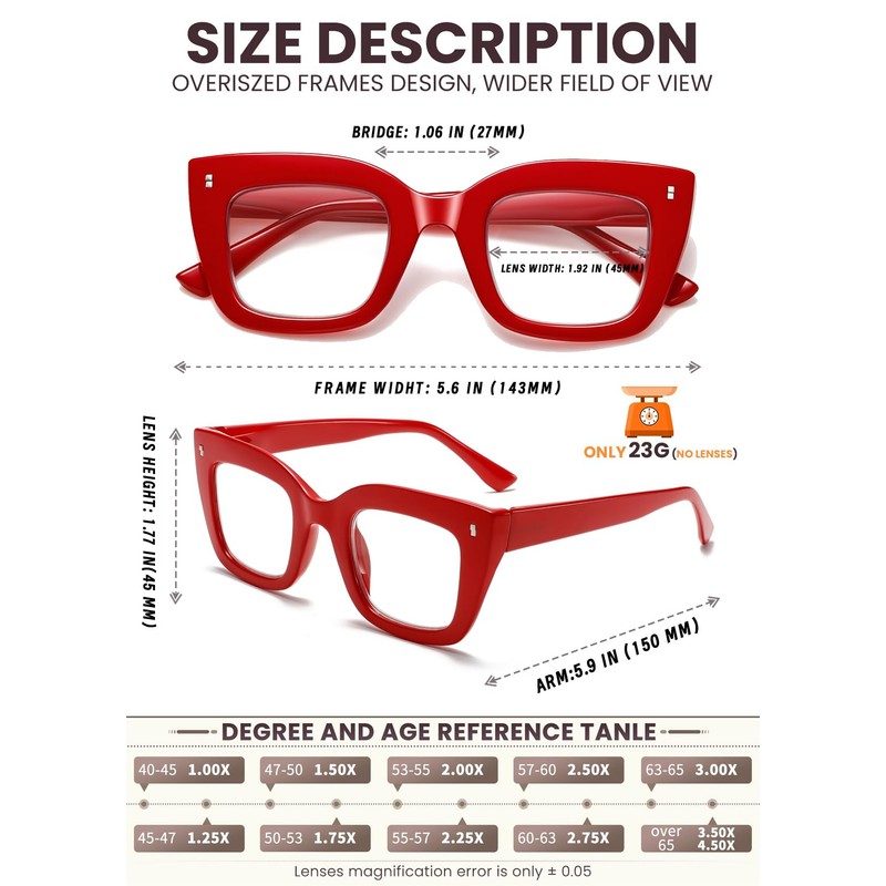 Hubeye 3 Pack Oprah Style Reading Glasses Oversized Readers Blue