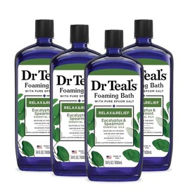 Dr. Teal's 닥터 틸의 순수 34온스(4팩) 유칼립투스 엡섬 안도감, 목욕, 거품 휴식과 스피어민트로 소금 Dr. Teal's Pure 34oz (4 Pack) Eucalyptus Epsom Salt Soaking Solution for Relaxation, Bath, and Foam with Spearmint