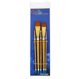 Creative Mark Qualita Golden Taklon Short Handle Paint Brush for Acrylics, Oils, Fine Art, Heavy Bodied Media - Brush Set - [Set of 5]