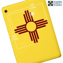 Zia Sun Symbol Vinyl Decal, New Mexico Symbol Car Window Sticker, Southwest Sacred Four Icon Laptop Transfer / 4.50" h x 4.50"w - #924