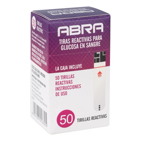 Abra Tiras Reactivas De Glucosa Para Glucometro Caja Con 50 Pzas