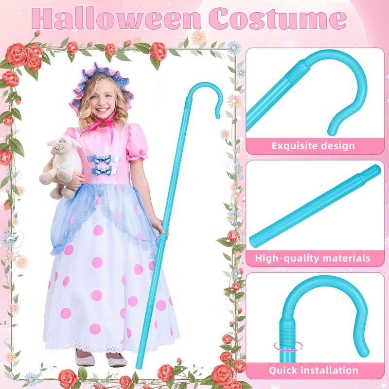 Servllcell Shepherd Staff Prop,Plastic Shepherd Hook Staff Stick Cane Costume