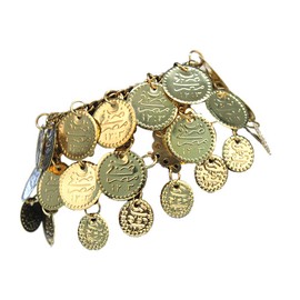 Western F.a.s.h.i.o.n Bellydance Gypsy 3 Row Anklet with Coins (Gold)