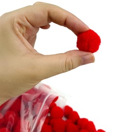 FKEYTO 200 Pieces Pom Poms, 1 Inch Craft Pom Poms, Fuzzy Pompom Puff Balls for DIY Arts, Crafts Projects, Home Decorations (Red)