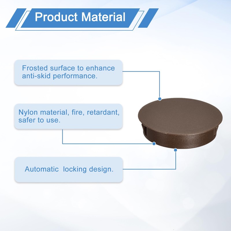 sourcing map 8Pcs 40mm(1-9/16") Nylon Hole Plugs, Flush Type Panel