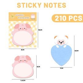 210 Cartoon Animal Sticky Notes, Cute and Cute Cartoon Animal Sticky Notes, Creative Animal Style Message Strips, Square Cute Standing Sticky Notes (10 Styles)