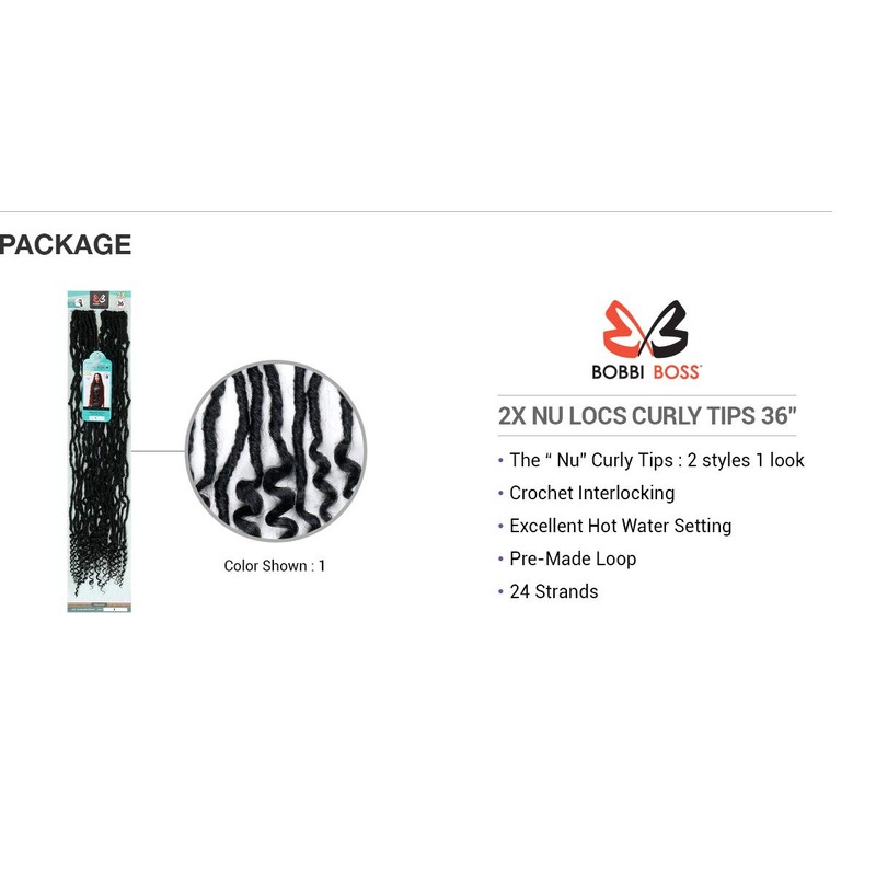 Bobbi Boss Crochet Braids 2X NU Locs Curly Tips 36"