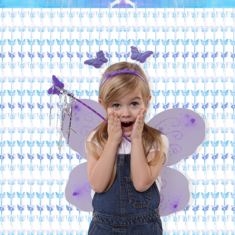 BRAVESHINE Iridescent Hanging Butterfly Fringe Backdrop - 2 Pack 3.2x6.6ft