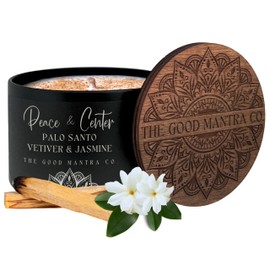 The Good Mantra Co. | Peace & Center Smudge Candle | Palo Santo, Jasmine & Vetiver| Spiritual Aromatherapy | Remove Negative Energy | Self Healing | Mindfulness Blessings | Gratitude Practice
