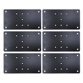 YEWTUTIS 6 PCS 6.5" x 3.5" Black Steel Plate Post Anchor Base, 0.12" Thick Flat Straight Mending Bracket Plates for 4x4 Wood Lumber Connector, Deck Railings, Fence Mail Posts, Joints