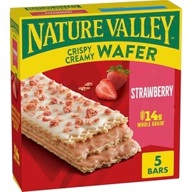Nature Valley Crispy Creamy Wafer Bars, Strawberry, Whole Grain, 5 Bars, 6.5 oz