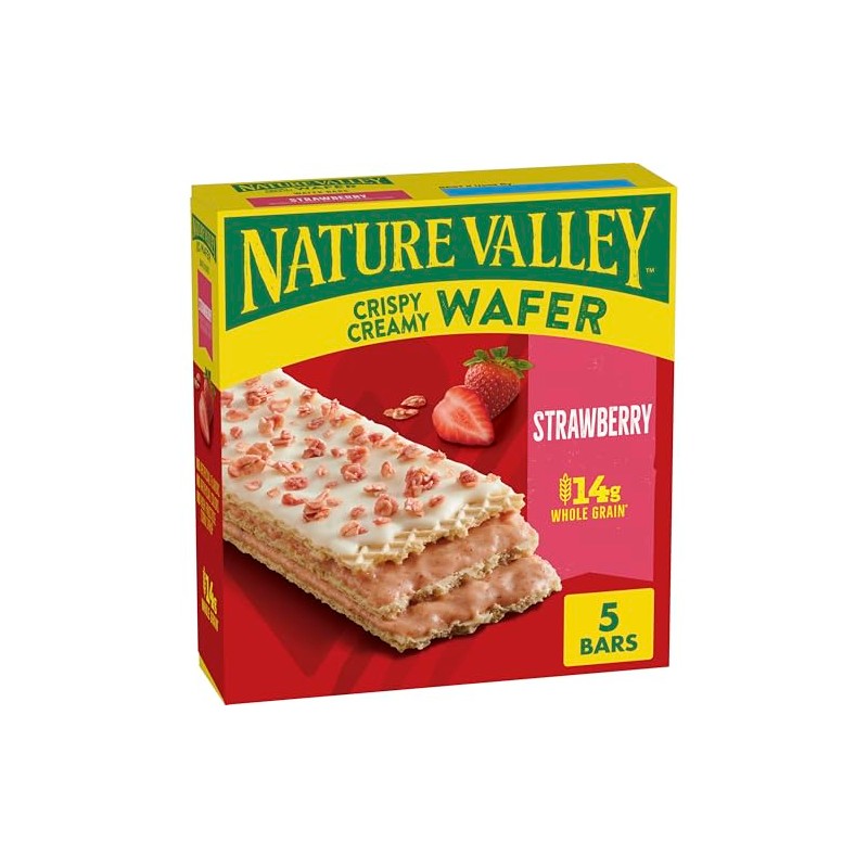 Nature Valley Crispy Creamy Wafer Bars, Strawberry, Whole Grain, 5