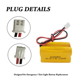 GLESOURCE 4.8V 1100mAh BL93NC487 Ni-CD Battery Compatible for Emergi-Lite BL93NC487, Lithonia ELB B006 Lithonia ELBCS06, Dantona Custom-43 Custom43 Emergency/Exit Light Sign(4 Pack)