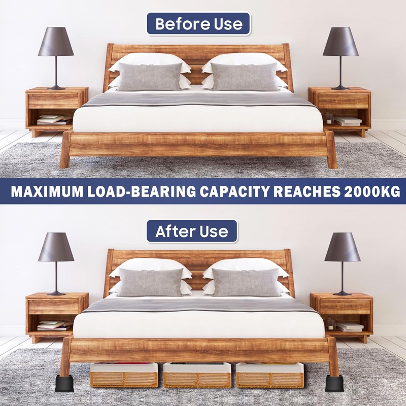 MixDora Bed Risers 2 Inch Square Stackable Furniture Risers Anti-Slip