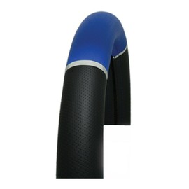 grand general truck universal steering wheel cover 18" inch black leather & blue/chrome 54013