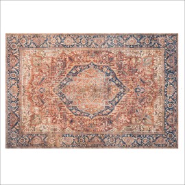 Lovewag Pets Stylish Waterproof Dog Mats for Muddy Paws - Decorative Washable Pet Floor Protectors - Large 36 x 48 Inch Rug-Look Pads - Machine Washable, Non-Slip Backing - 2 Pack (Rustic Terracotta)