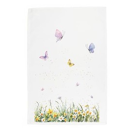 Purely Home Spring Daffodils Tea Towel - Yellow Flowers Bright Springtime Gifts - Panama Cotton Kitchen Dish Towel/Drying Cloth - 67cm x 45cm