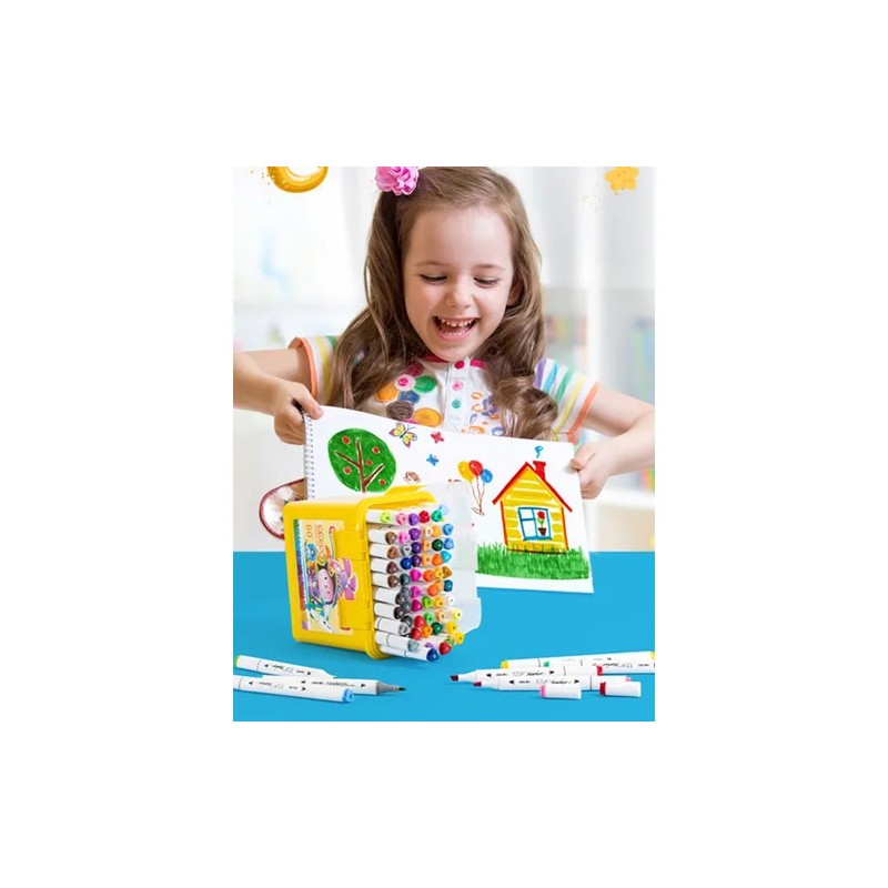 Plumones Doble Punta Cincelredonda Deli 24pz Rotulador
