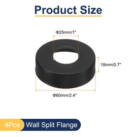 sourcing map 4pcs Shower Arm Flange 60mm/2.4" OD Escutcheon Plate Stainless Steel Round Plumbing Cover Plates for 25mm/1" Dia Water Pipe Faucet Decoration, Black