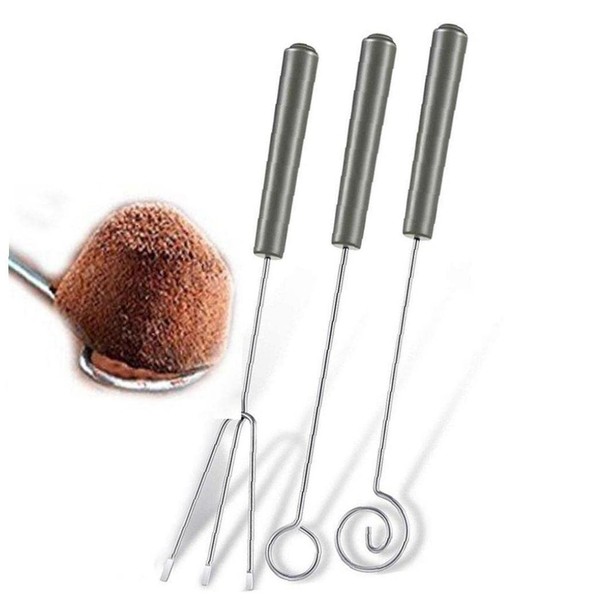 bopely 3pcs Chocolate Dipping Fork Set Candy Dipping Tools Fondue Forks Decorating Tool for Chocolates Pralines Fruit