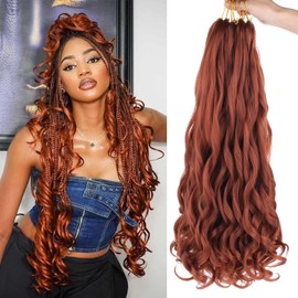 Xtrend 8 Packs French Curly Braiding 26 Inch Pre Stretched Bouncy Loose Wavy Braiding Hair Crochet Braiding Hair Yaki Texture French Curl Synthetic Braiding Hair Extensions(26 Inch，350#)…