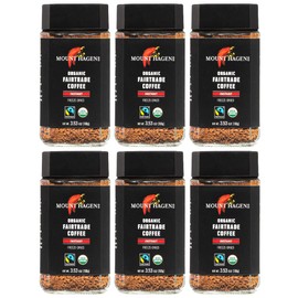 Mount Hagen 3.53oz Organic Freeze Dried Instant Coffee - 6 pack | Eco-friendly Coffee Made From Organic Medium Roast Arabica Beans | Fair-Trade Coffee Instant [6 x 3.53oz Jar]