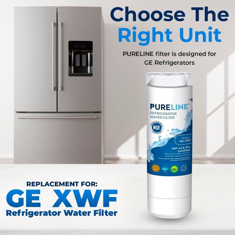 Pureline XWF Refrigerator Water Filter, Replacement for GE XWF, NSF-42