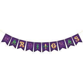 Mardi Gras Decorations Banner Garland Decor Paper Mardi Gras Hanging Decorations for Mantel Carnival Masquerade Fat Tuesday Party