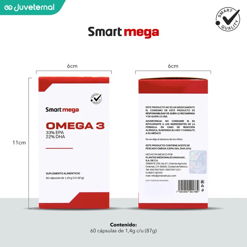 Omega 3 Anahuac 33% EPA 22% DHA 60 Cápsulas Aceite