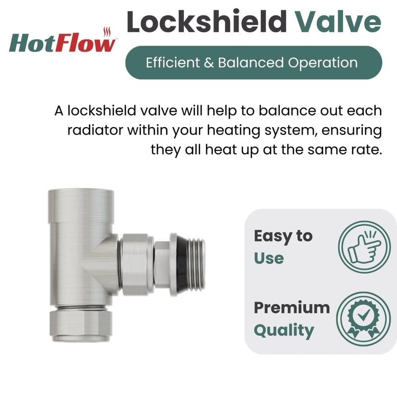Hot Flow Satin Nickel Marella Modern Thermostatic Radiator Valve Angled