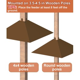 Khordin Metal Squirrel Baffle for 4x4 Post, Outside Wooden Pole Mount Squirrel Guards for Bird Feeders, 17 Inch Squirrel Deterrents Stopper to Deter Squirrels, Racoons, Brown, 1pcs