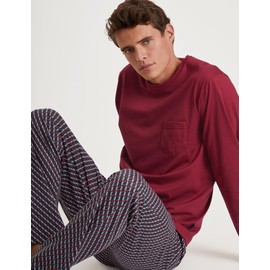 CALIDA Men's Relax Imprint Pajama Set, Mars Red, 40