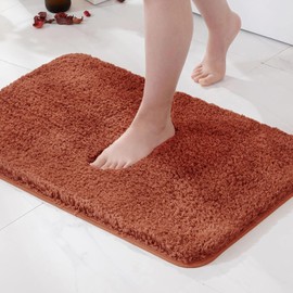 MIULEE Bath Mat Non Slip Absorbent Bathroom Soft luxurious Shower Small Mat Doormat Inside Rugs Kitchen Rugs Carpet Mat Washable for Bathroom Bedroom Kitchen Entrance 40x60 cm Caramel