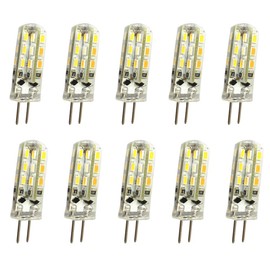 OMTO G4 1.5W LED 3014 24SMD DC12V Light Bulb 150lm 360 Beam Angle Waterproof Halogen G4 20W Bi-Pin Base Led Replacement Warm White 3000K (10-Pack)