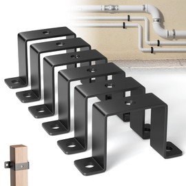 2"x2" Square Tube Strap Clamp | Black Square Pipe Clamp with Powder Coated | Wood Deck Fence Post Tie | Square Tube Buckle for Water Pipes,Stairs Railing (2"x2" - 6 Pack)