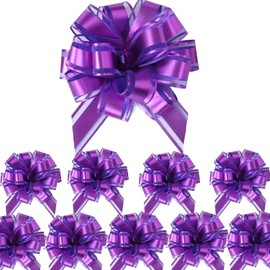Vsosfiza Small Pull Bows, 10 PCS 4 Inch Purple Gift Bows for Wrapping,Basket, Wedding,Birthday Party,Flower Bouquet Decoration
