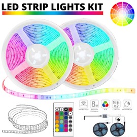 WBM Smart WBM-LP-04 LED Strip Light, 5050 RGB Color Changing, RF Control for Bedroom, Home, Kitchen, TV Room,Parties and Decoration Bar, 16 Ft X 2