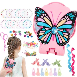 Hair Gems Stamper with 180 Colorful Hair Gems,Hair Kit with Rhinestones, Hair Bling Gems for Girls, Bling Bling Hair Gem Stamper(Pink)