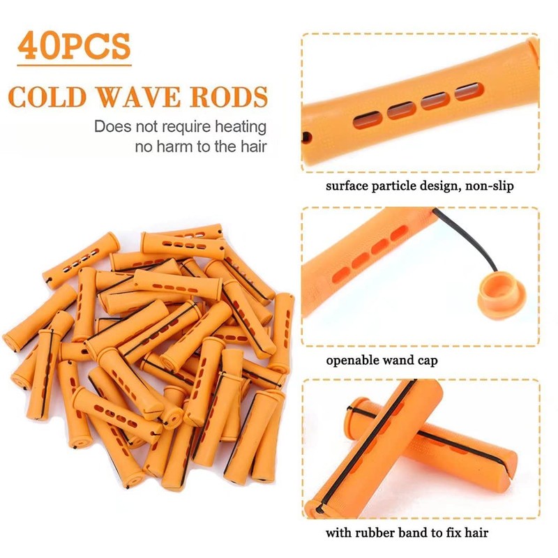 40pcs Cold Wave Perm Rods Set for Women's Long &