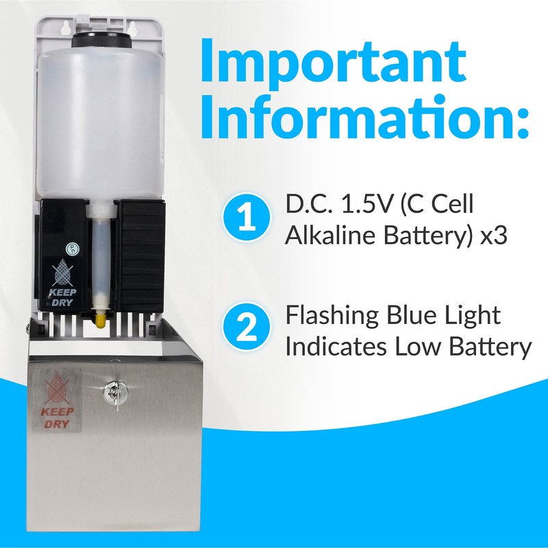 Bobrick B-2012 Automatic Wall-Mounted Liquid Soap Dispenser, Stainless Steel, 30