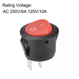 Unbranded/Generic 2x SPDT On/Off Red Round Rocker Switch Circle Car/Truck/Boat 12V DC AC 125V/250V