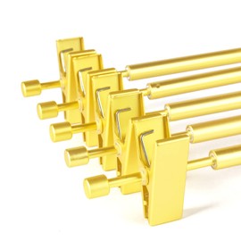 Amber Home 10 Pack Ultra Light Gold Pants Hangers Skirt Hangers Bottoms Pants Slacks Towel Metal Durable Adjustable Clips Compact Anti-Slip Matte Gold Width 30cm