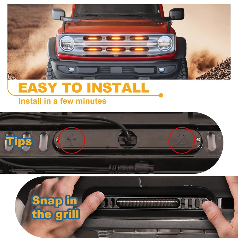 LED Grille Lights for Ford Bronco 2024 2021 2022 2023