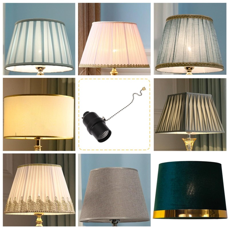 HOMSFOU E27 Lamp Holder with Drawstring - Change Pull Chain,