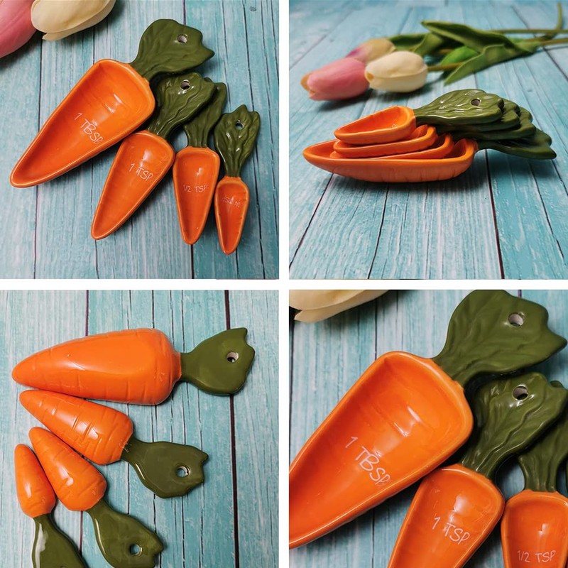 WAYUTO Set of 4 Ceramic Measuring Spoons Baking Measuring Scoops