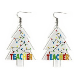Colorful Resin Acrylic Teacher Student Dangle Earrings Cute Rainbow Earrings for Women Jewelry Back to School Gift for Teacher-Christmas C