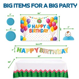 44PCS Cartoon Birthday Party Set – Tablecloths Backdrop Plates Banner Centerpieces Set for Kids Birthday Party Decorations Supplies