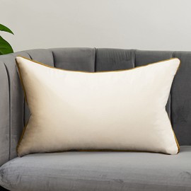 Avigers 12 x 20 Inches White Solid Cushion Case Luxury Modern Home Decor Lumbar Throw Pillow Cover Decorative Pillow for Couch Living Room Bedroom Car 30 x 50cm