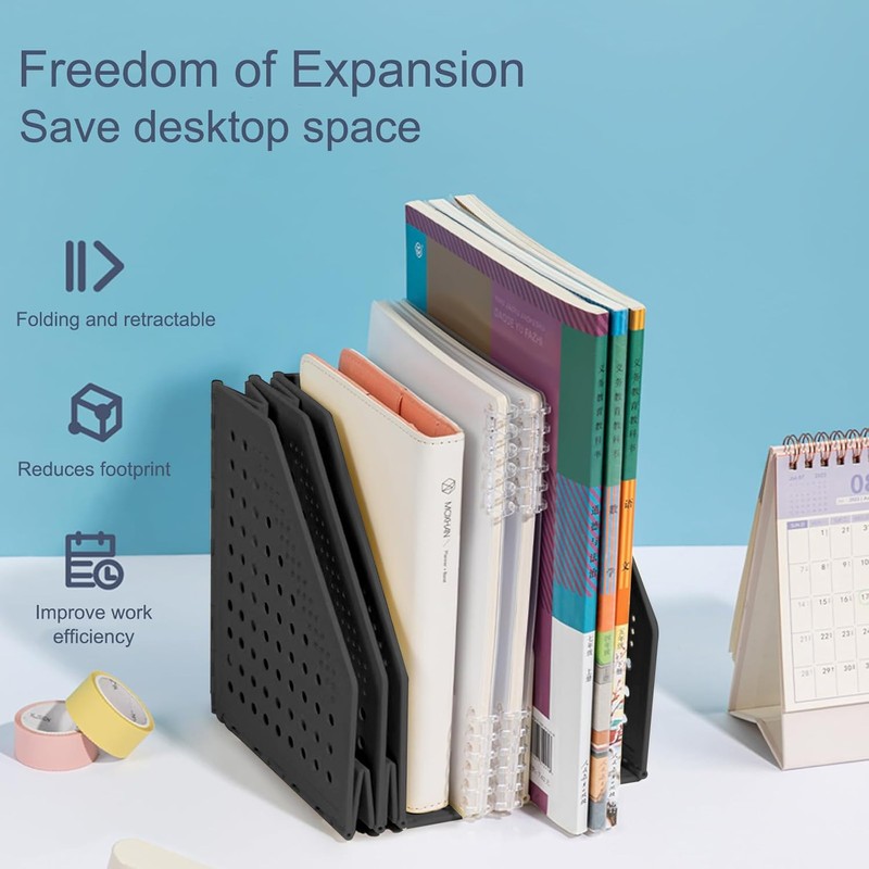 deli Collapsible Magazine File Holder 4 Vertical Compartment Binder Holder